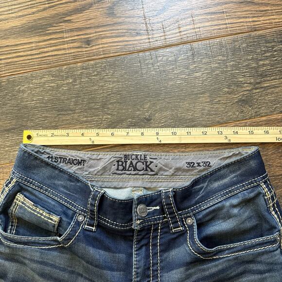 Buckle Black 11 Straight Jeans 32x32 Medium Wash Distressed Flap Pockets - Picture 12 of 13
